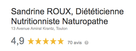Avis Google Sandrine Roux diététicienne à Toulon